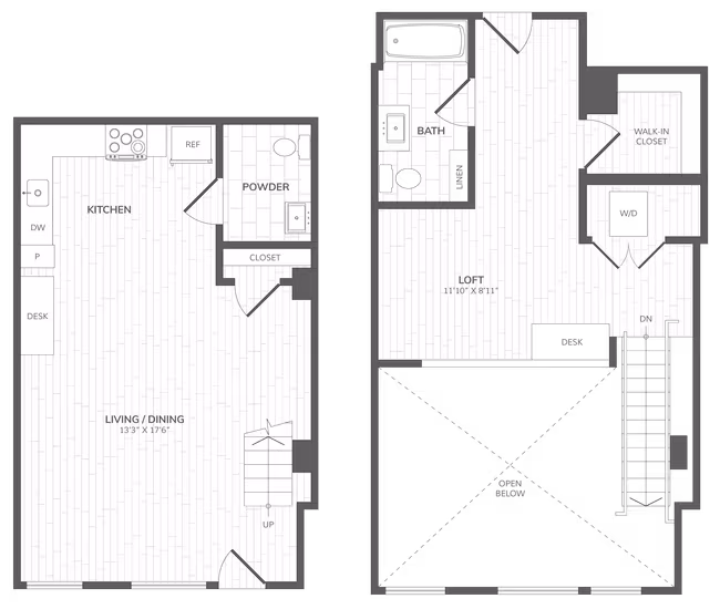 1 Bed - 1.5 Bath 136 floor plan